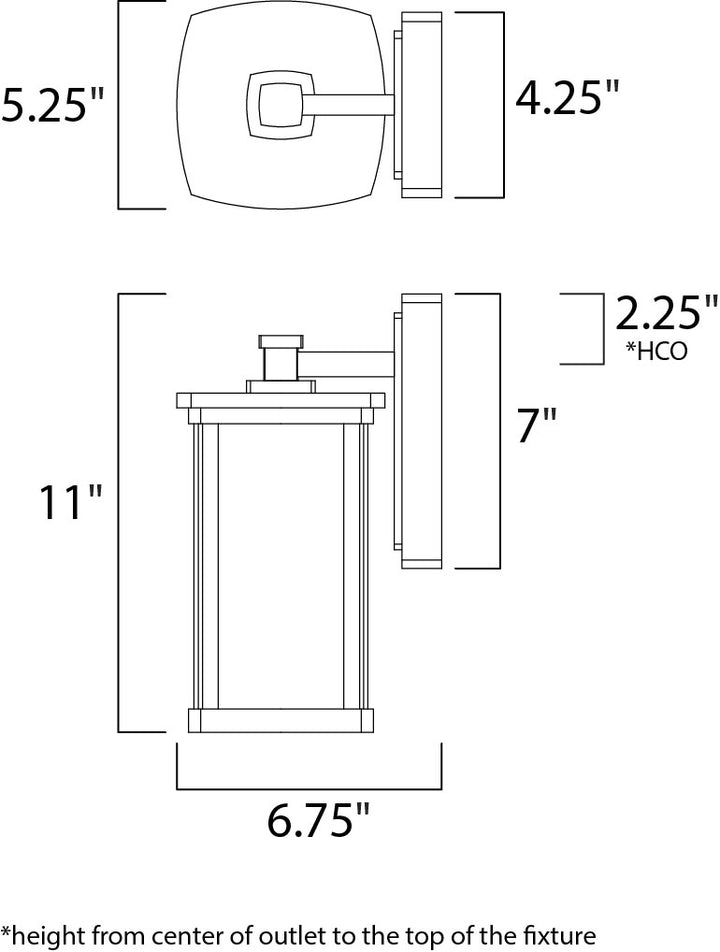 Bungalow 1-Light Wall Lantern dimensions diagram