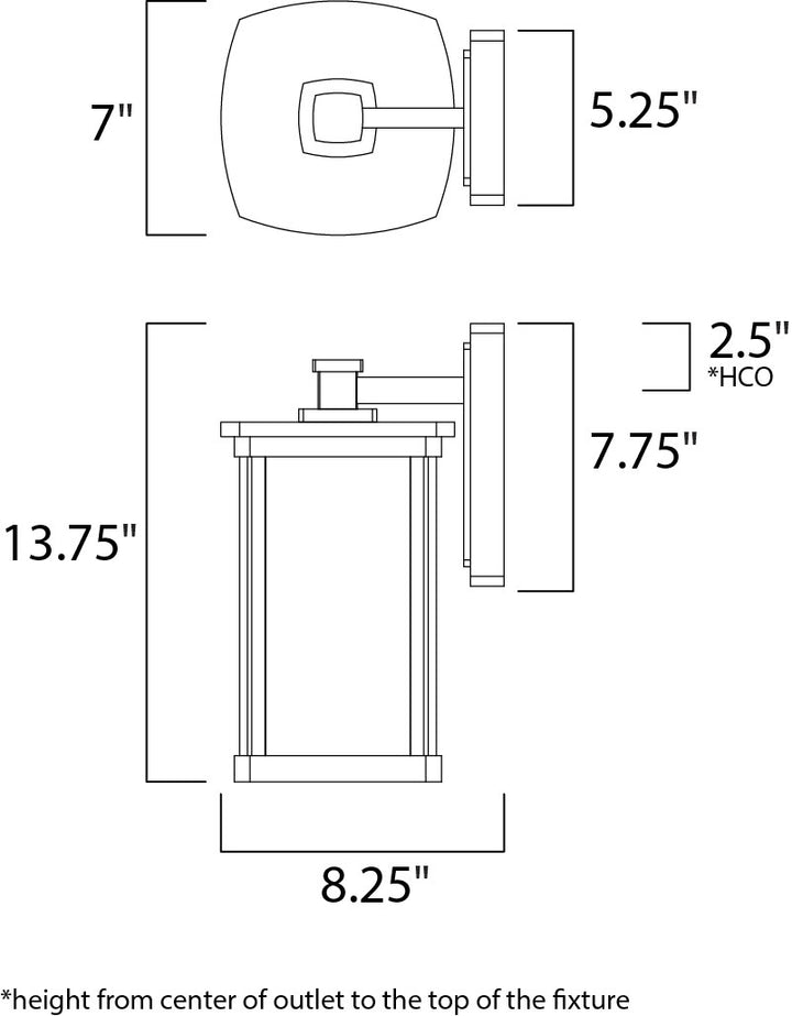 Bungalow 1-Light Wall Lantern dimensions diagram