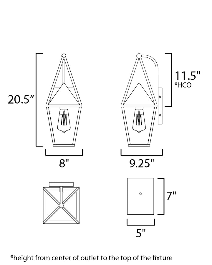 Bavaria 1-Light Wall Sconce dimensions diagram