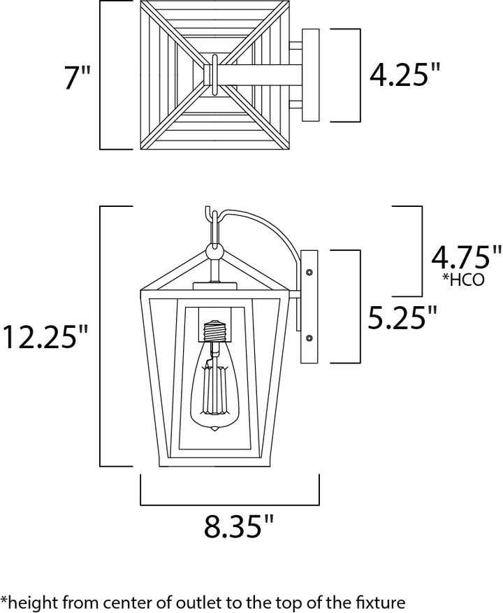 Artisan 1-Light Outdoor Wall Mount dimensions diagram