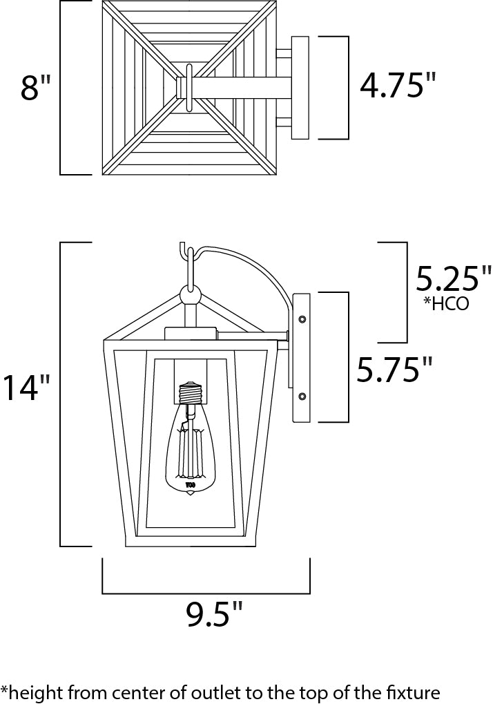 Artisan 1-Light Outdoor Wall Mount dimensions diagram
