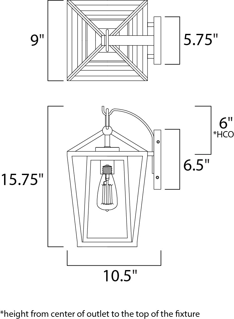 Artisan 1-Light Outdoor Wall Mount dimensions diagram
