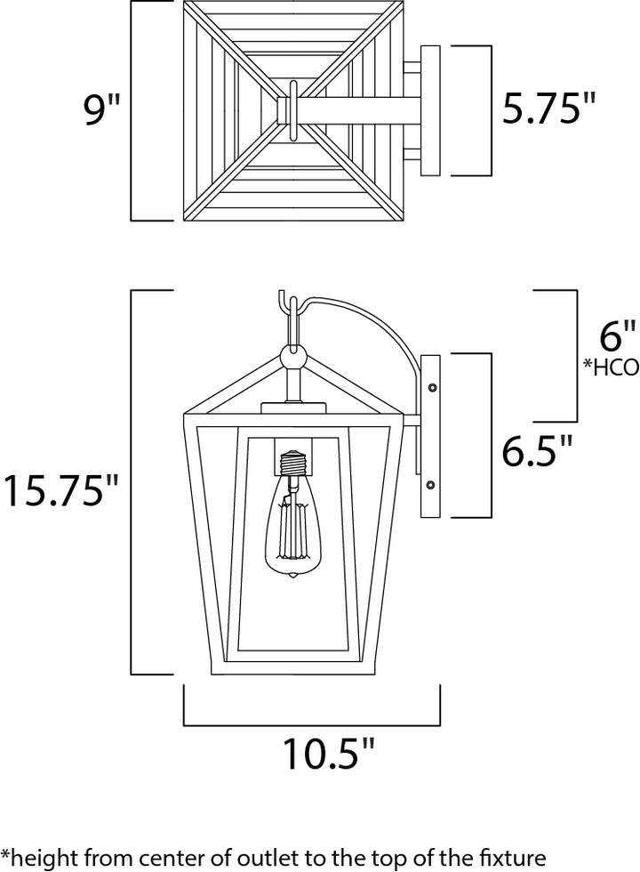 Artisan 1-Light Outdoor Wall Mount dimensions diagram