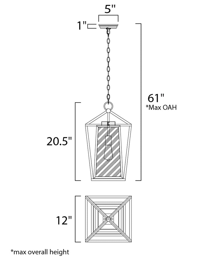 Artisan 1-Light Outdoor Pendant dimensions diagram
