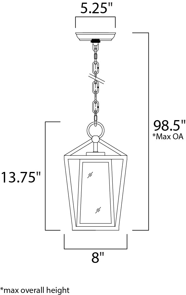 Artisan 1-Light Outdoor Pendant dimensions diagram