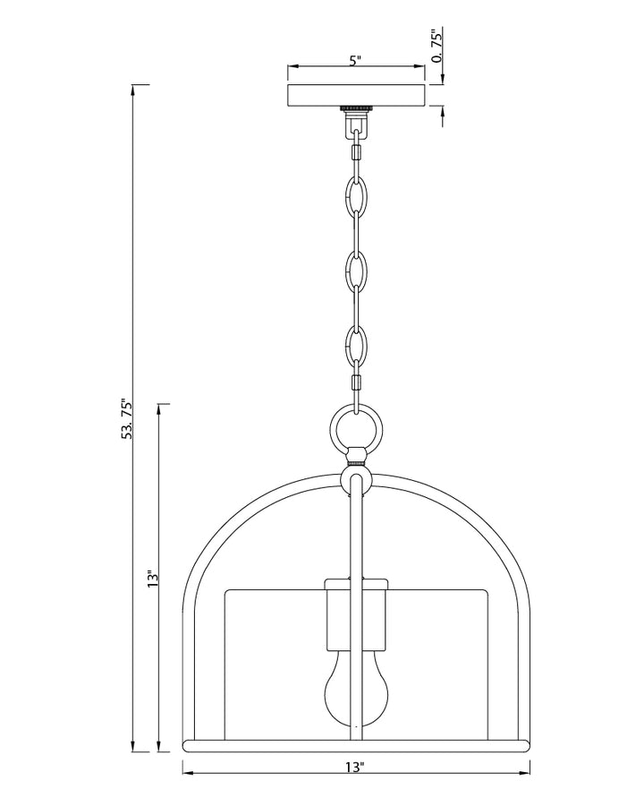Del Mar 1-Light Semi Flush - Pendant dimensions diagram