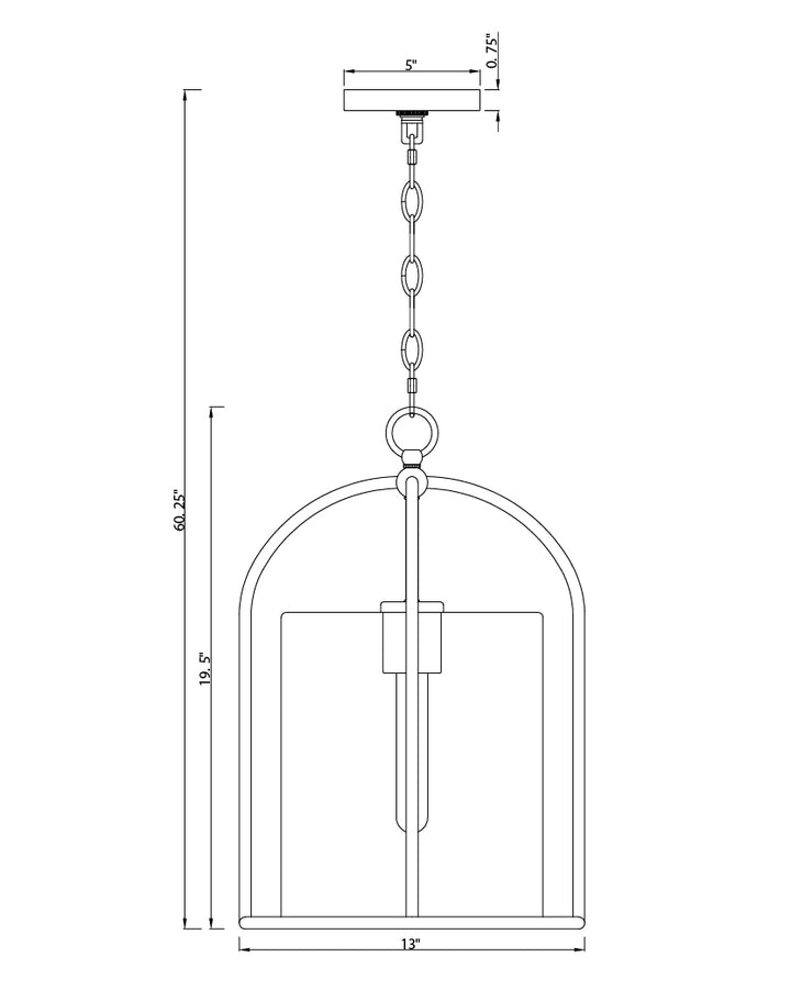 Del Mar 1-Light Pendant dimensions diagram
