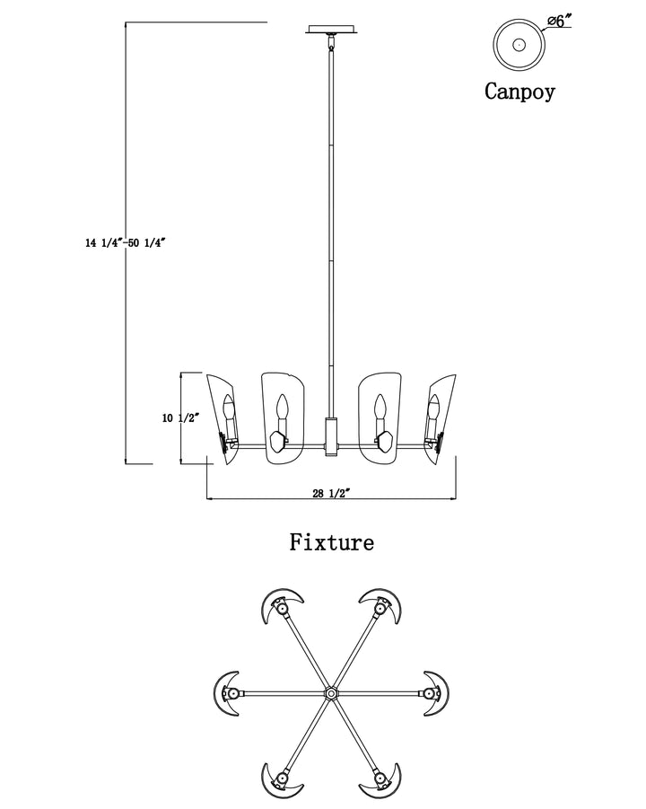 Armory Chandelier dimensions diagram