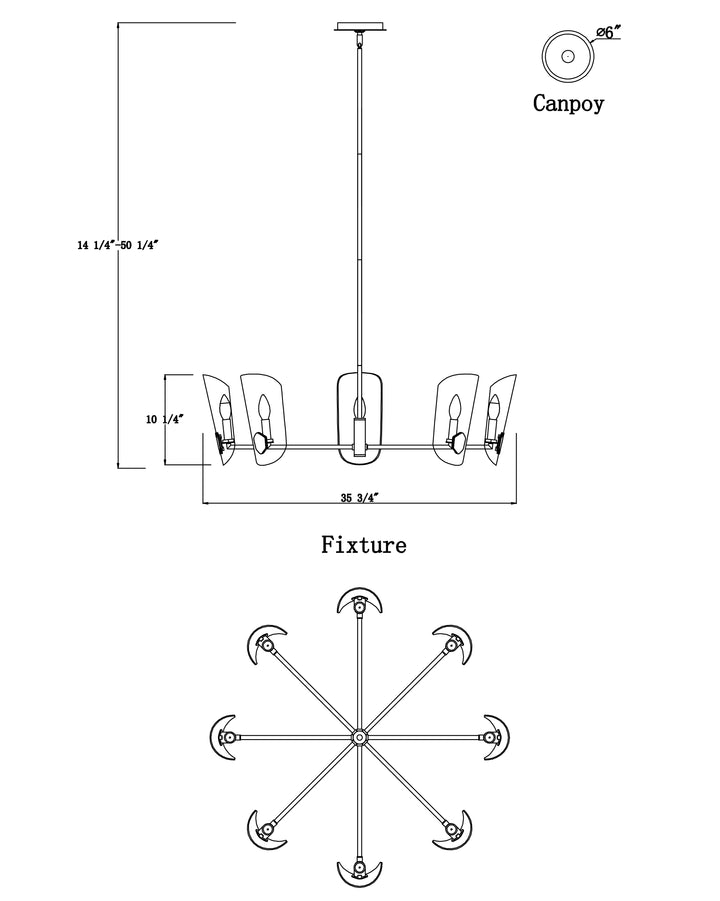 Armory Chandelier dimensions diagram