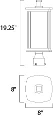 Terrace 1-Light Outdoor Post Lantern dimensions diagram