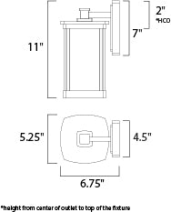 Terrace 1-Light Small Outdoor Wall Lantern dimensions diagram