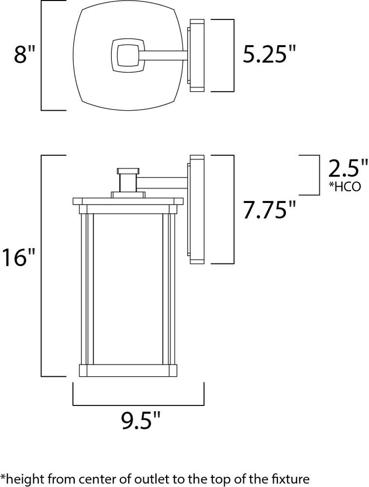 Terrace 1-Light Large Outdoor Wall Lantern dimensions diagram