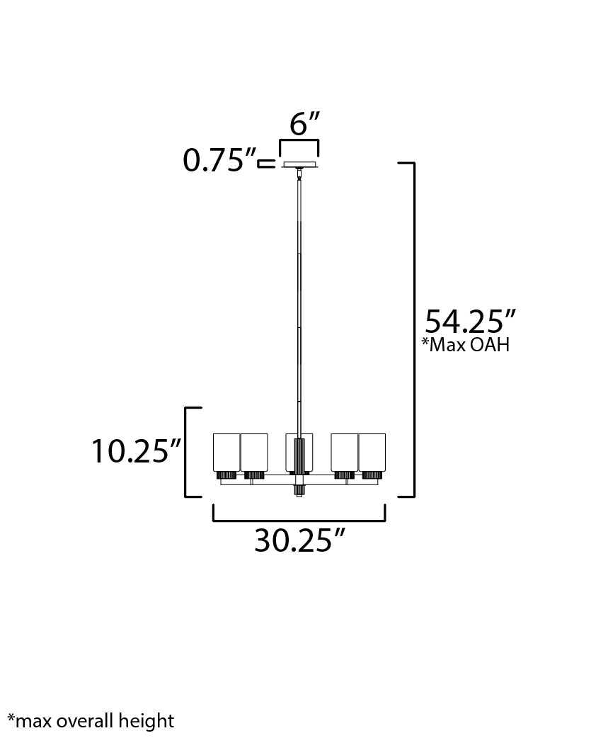 Ruffles 5-Light Chandelier dimensions diagram