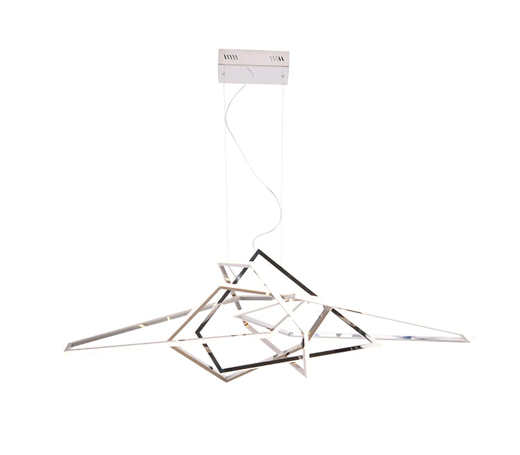 Stainless Steel Frame Geometric LED Light Fixture in Chrome by Bethel