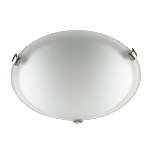 Malibu LED Flush Mount in Brushed Chrome with Opal Glass by Russell