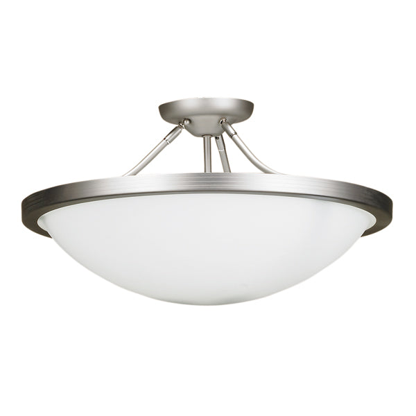 Monroe 3-Light Semi-Flush Mount in Brushed Chrome with Opal Glass by Russell
