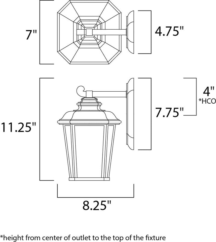 Radcliffe 1-Light Small Outdoor Wall dimensions diagram