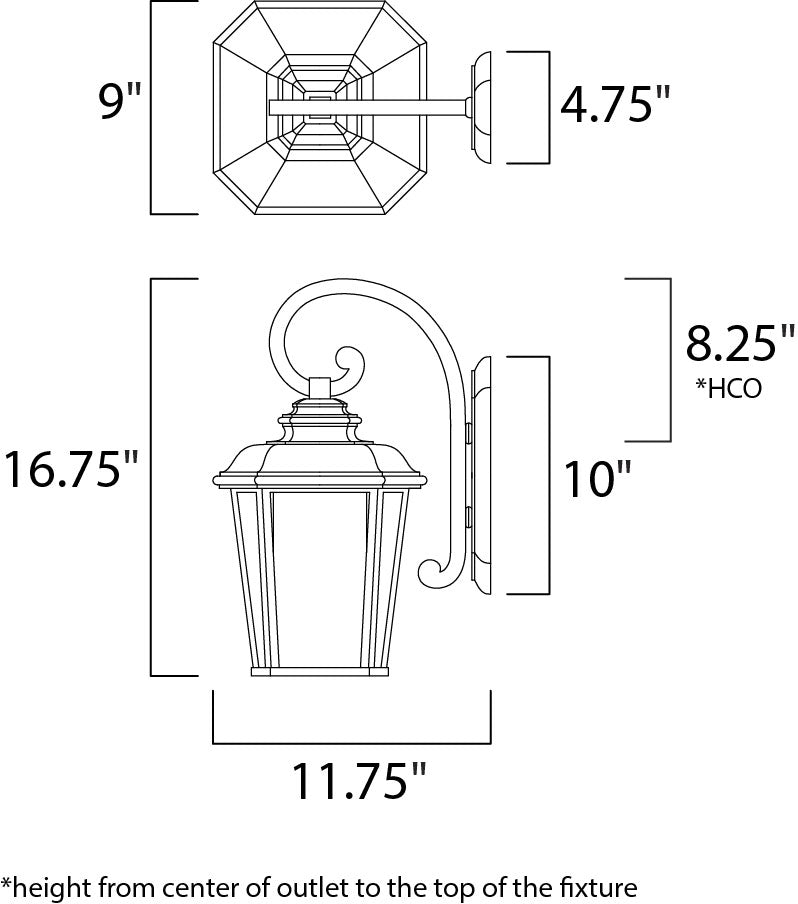Radcliffe 1-Light Medium Outdoor Wall dimensions diagram