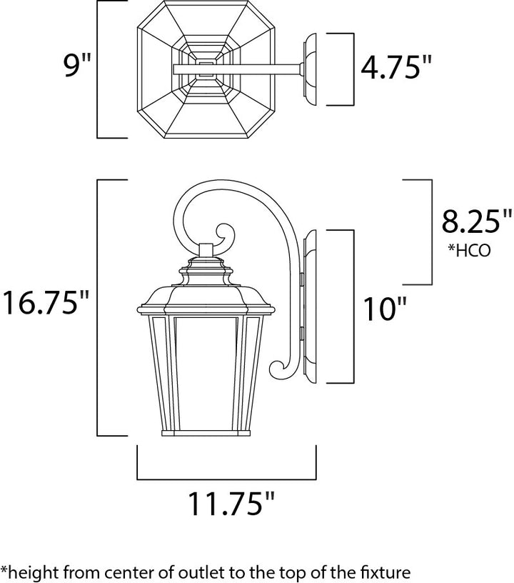 Radcliffe 1-Light Medium Outdoor Wall dimensions diagram