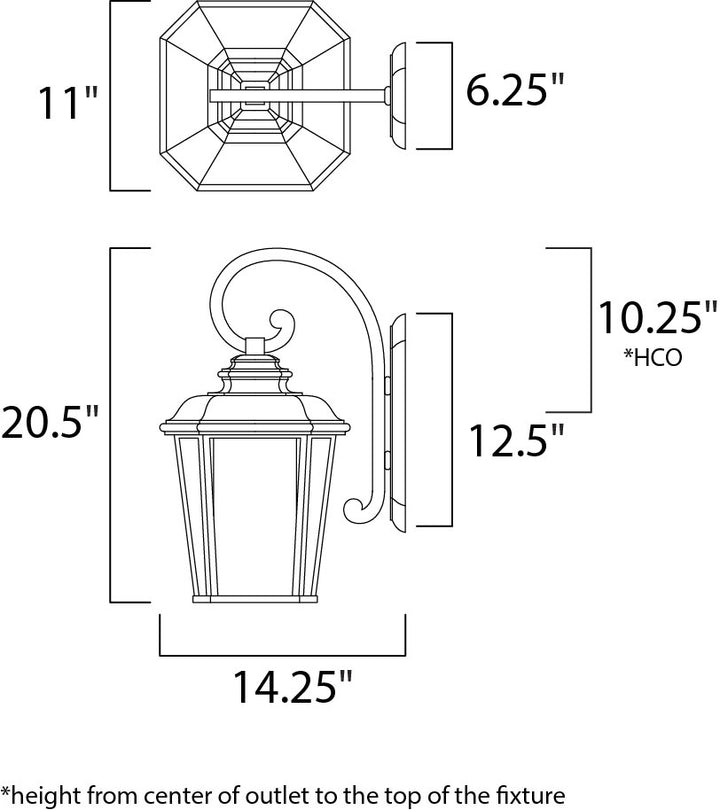 Radcliffe 1-Light Large Outdoor Wall dimensions diagram