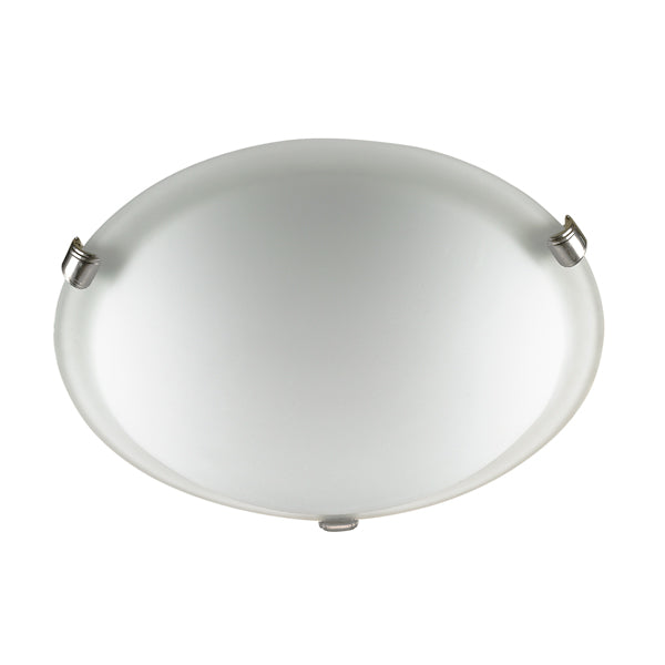 Malibu Flush Mount in Brushed Chrome with Opal Glass by Russell