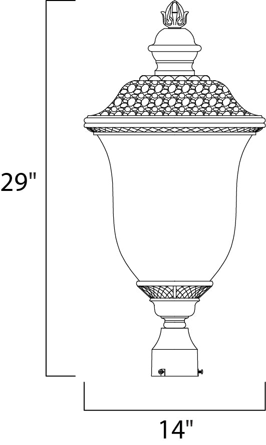 Carriage House DC 3-LT Outdoor Pole/Post Lantern dimensions diagram