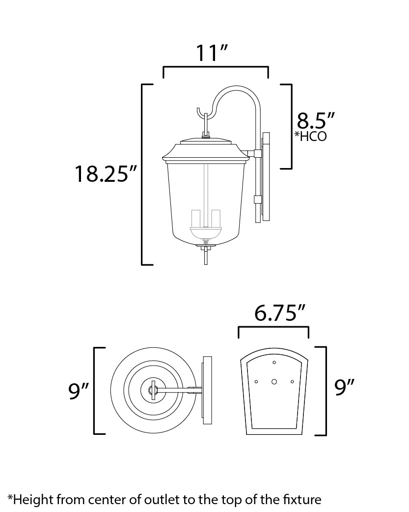 Prescott Wall Sconce M dimensions diagram
