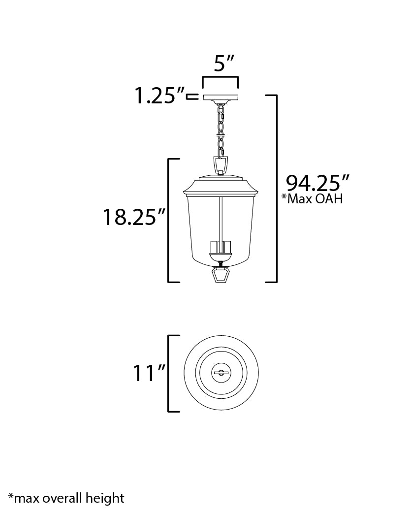 Prescott Pendant dimensions diagram