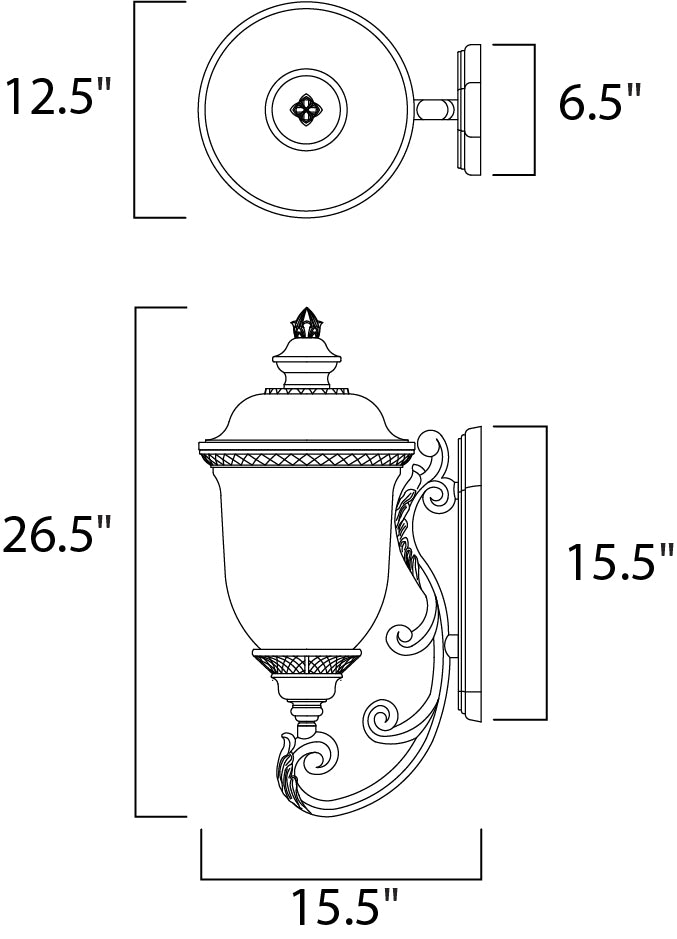 Carriage House DC Outdoor Wall Lantern dimensions diagram