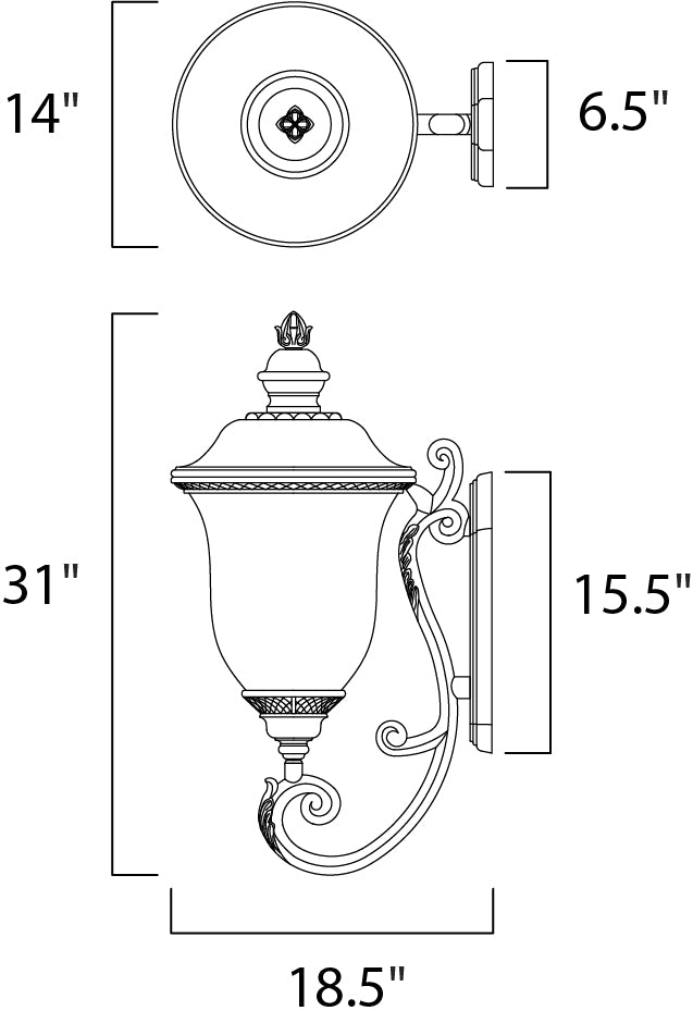 Carriage House DC Outdoor Wall Lantern dimensions diagram