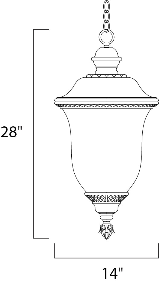 Carriage House DC 3-Light Outdoor Hanging Lantern dimensions diagram