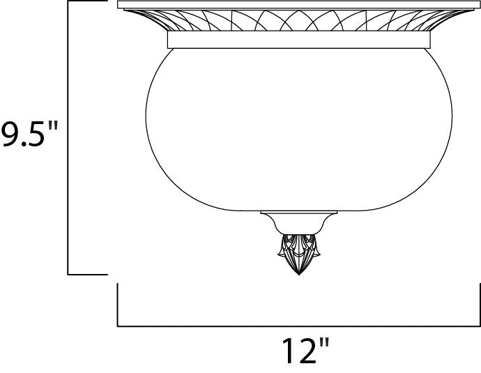 Carriage House DC 2-Light Outdoor Ceiling Mount dimensions diagram