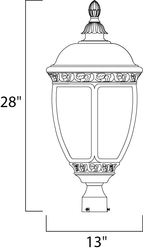 Knob Hill Cast 3-Light Outdoor Pole/Post Lantern dimensions diagram