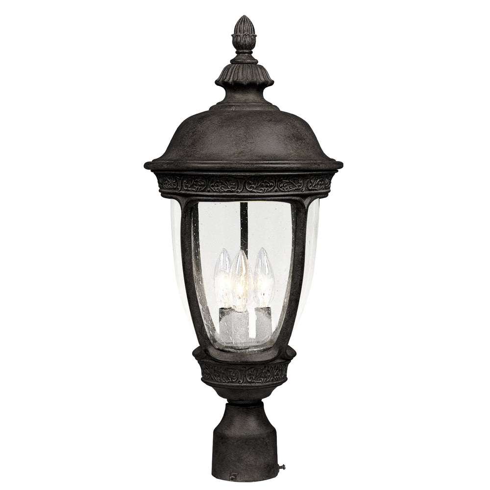 Knob Hill Cast 3-Light Outdoor Pole/Post Lantern Sienna