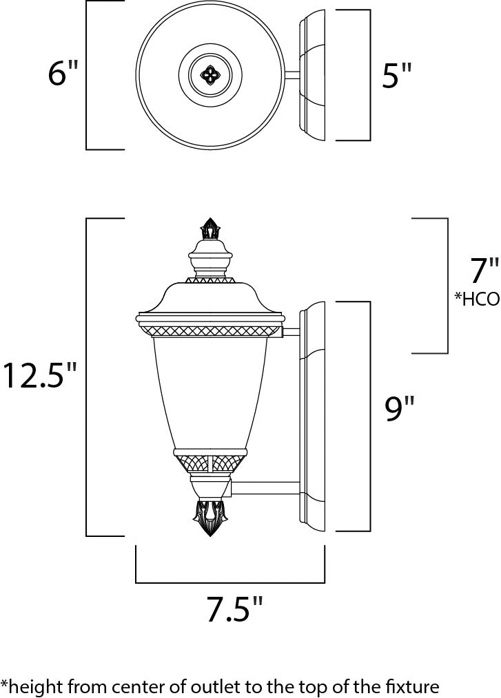 Carriage House DC Outdoor Wall Lantern dimensions diagram