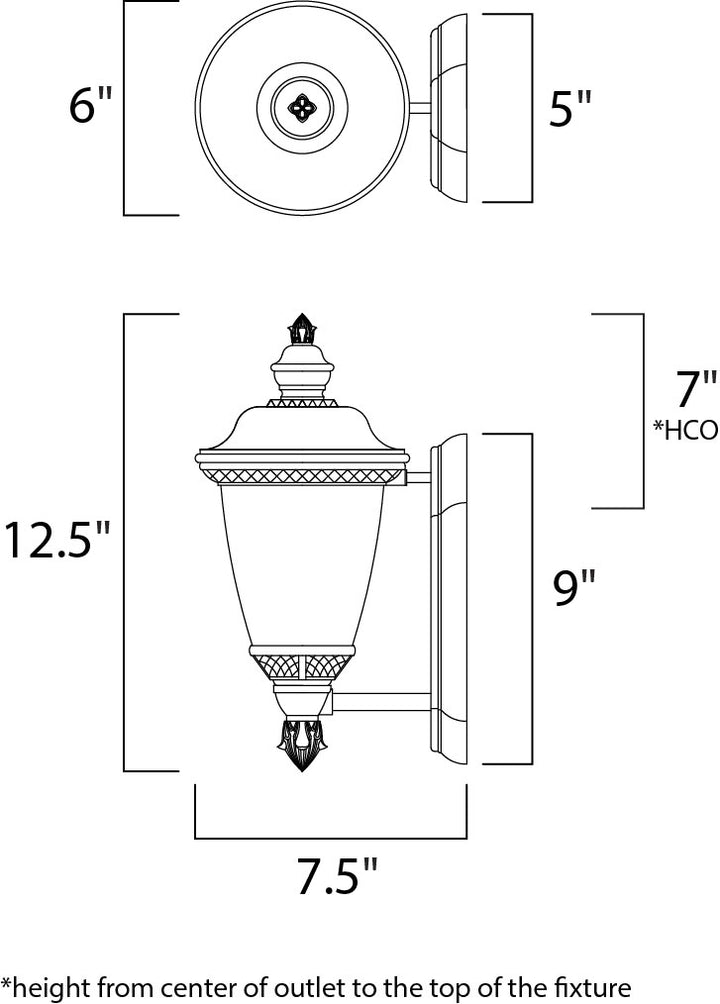 Carriage House DC Outdoor Wall Lantern dimensions diagram