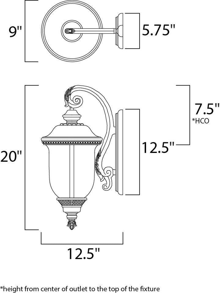 Carriage House DC Outdoor Wall Lantern dimensions diagram