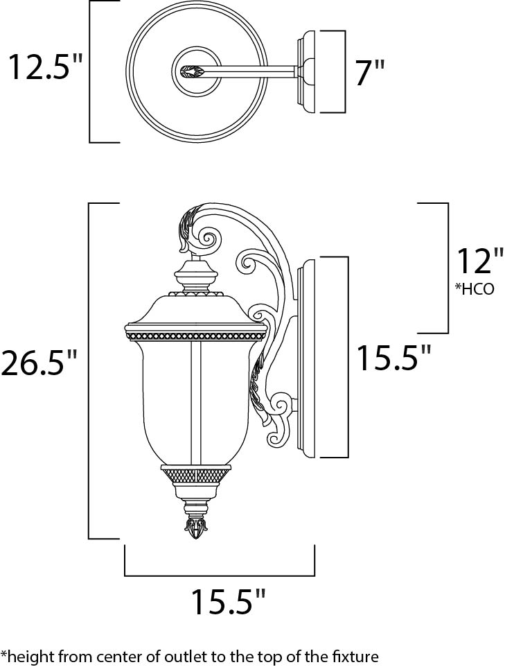 Carriage House DC Outdoor Wall Lantern dimensions diagram