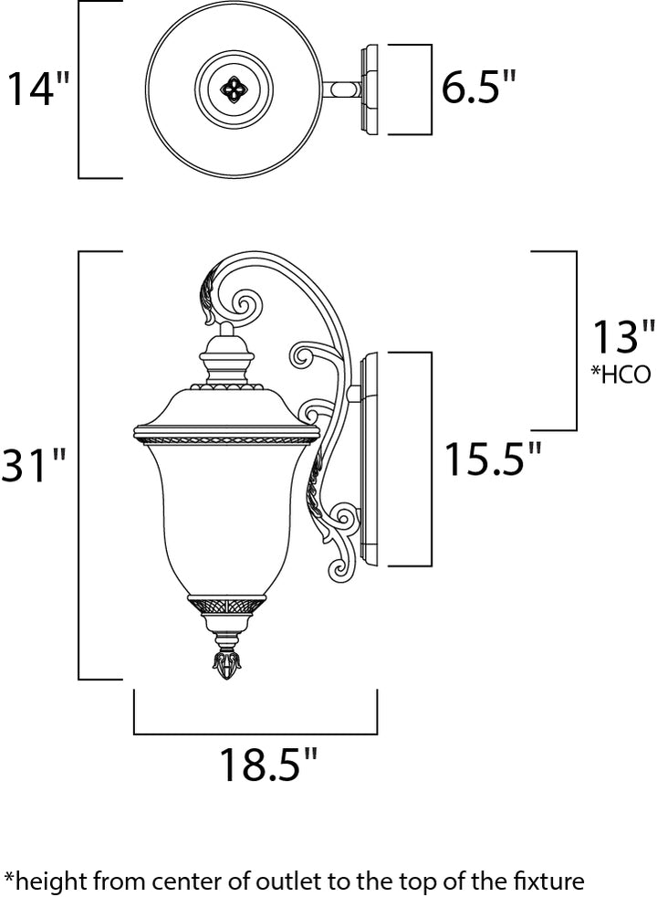 Carriage House DC Outdoor Wall Lantern dimensions diagram