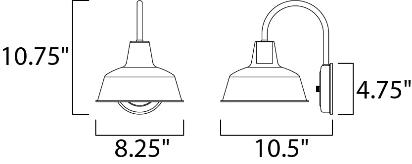 Pier M 1-Light Outdoor Wall Sconce dimensions diagram