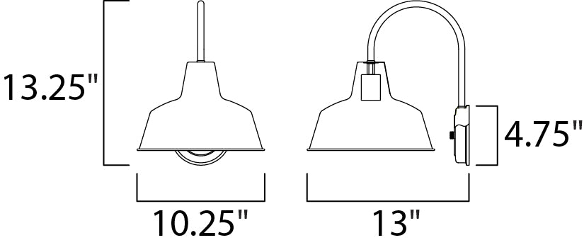 Pier M 1-Light Outdoor Wall Sconce dimensions diagram