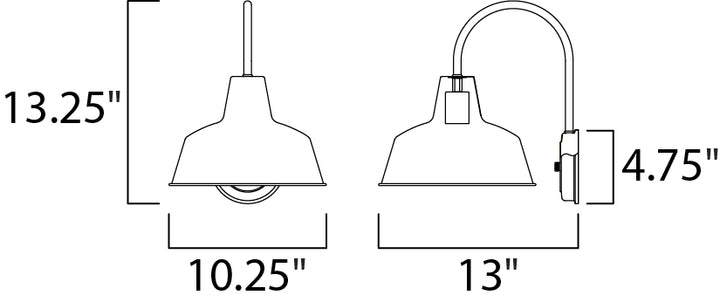 Pier M 1-Light Outdoor Wall Sconce dimensions diagram