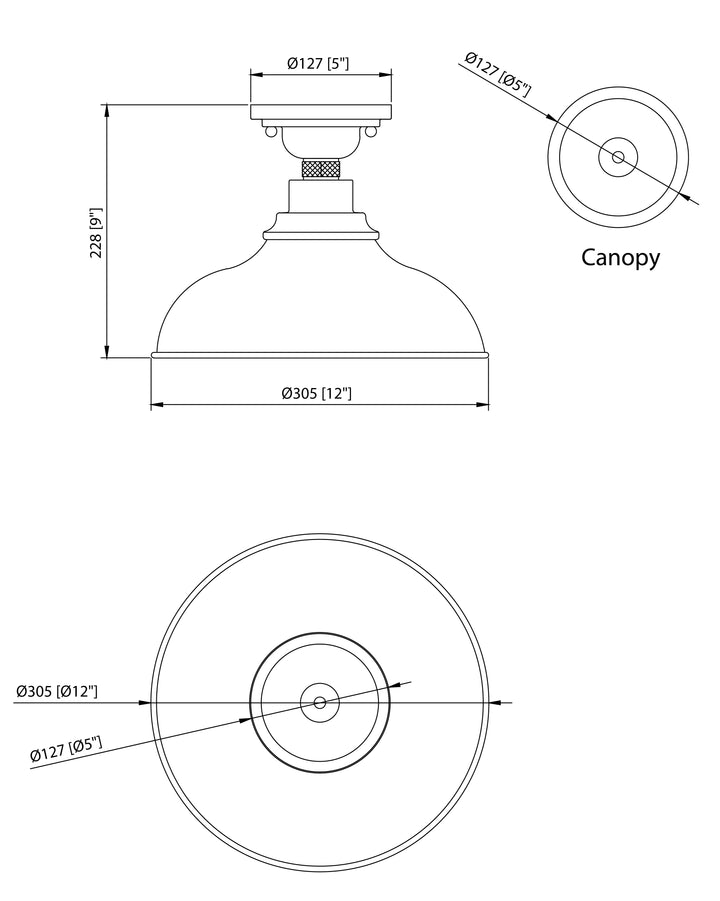 Granville 1-Light Flush Mount dimensions diagram