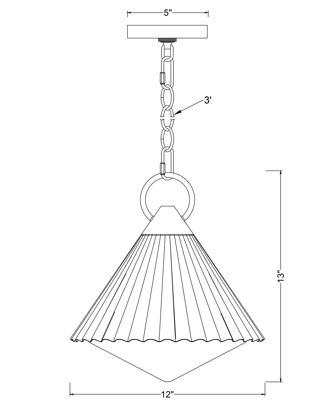 Odette 13" Pendant dimensions diagram