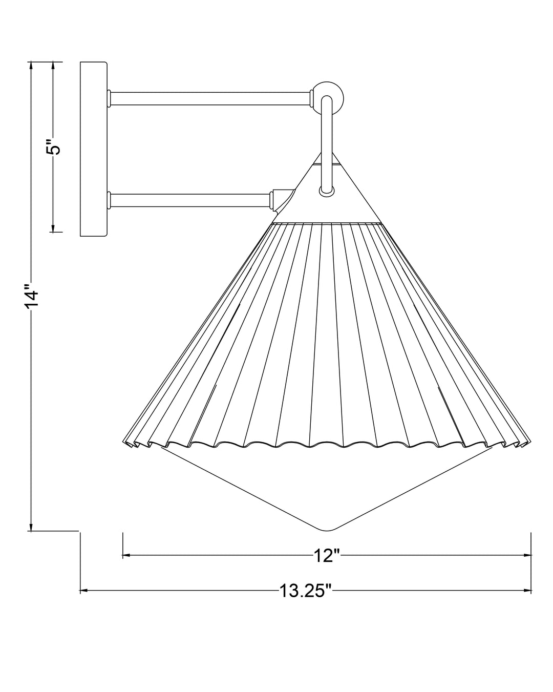 Odette Wall Sconce dimensions diagram