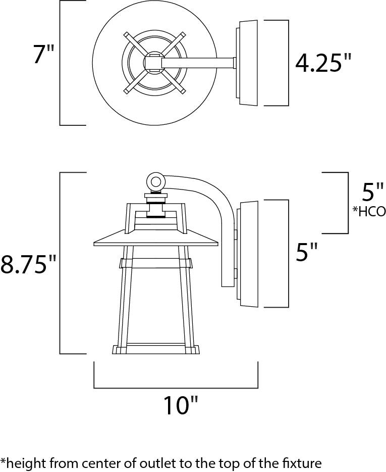 Calistoga 1-Light Outdoor Wall Lantern dimensions diagram