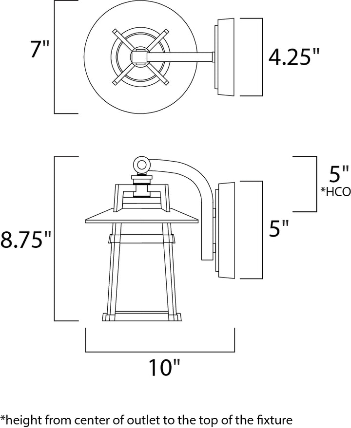 Calistoga 1-Light Outdoor Wall Lantern dimensions diagram