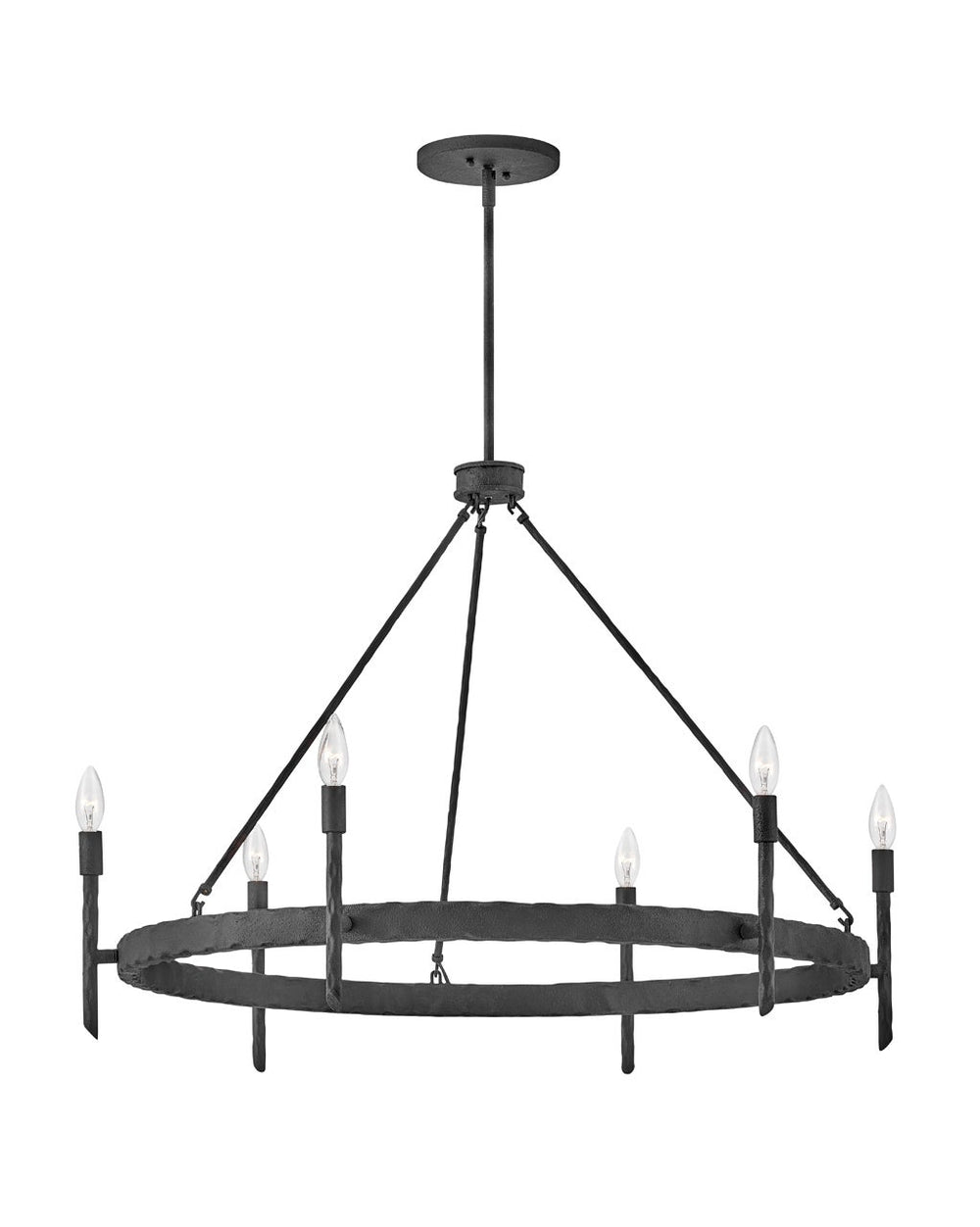 Tress Large Single Tier Chandelier in Forged Iron by Hinkley
