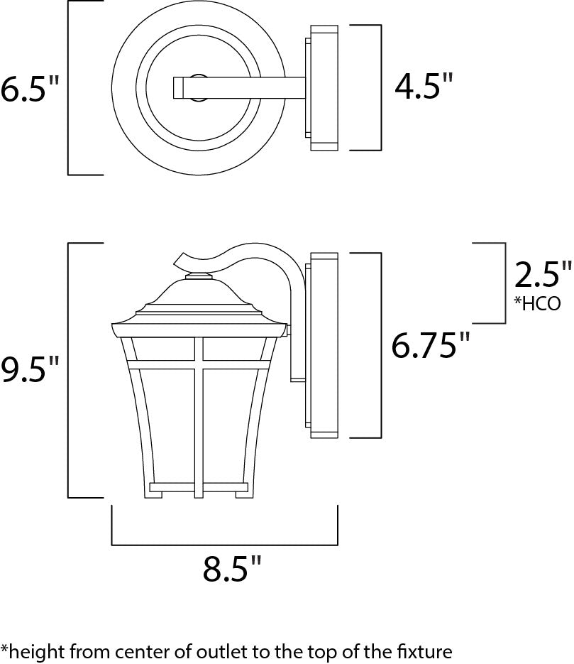 Balboa DC 1-Light Mini Outdoor Wall dimensions diagram