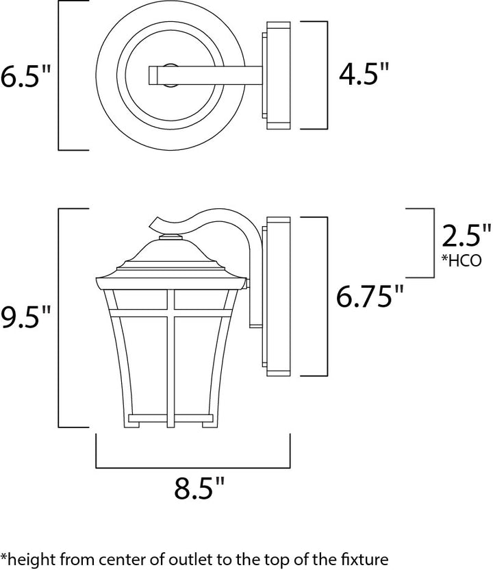Balboa DC 1-Light Mini Outdoor Wall dimensions diagram